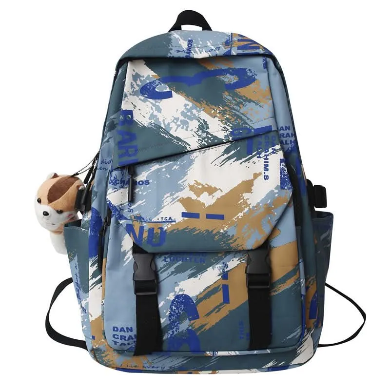 Unisex Large Capacity Backpack with Squirrel Keychain – Oxford Cloth