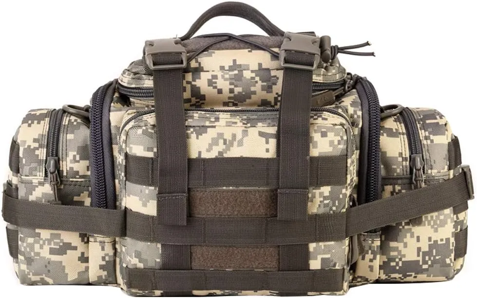 UNISTRENGH Tactical Assault Gear Sling Pack Hiking Duffle Fanny Packs MOLLE Compact Utility Military Waist Range Bag Heavy Duty EDC Camera Shoulder Backpack (ACU camouflage)
