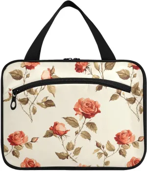 United States Rose Beauty Flowers hanging travel bags for men with hook, designer expandable skin care bag for travel must bathroom maletín para maquillaje