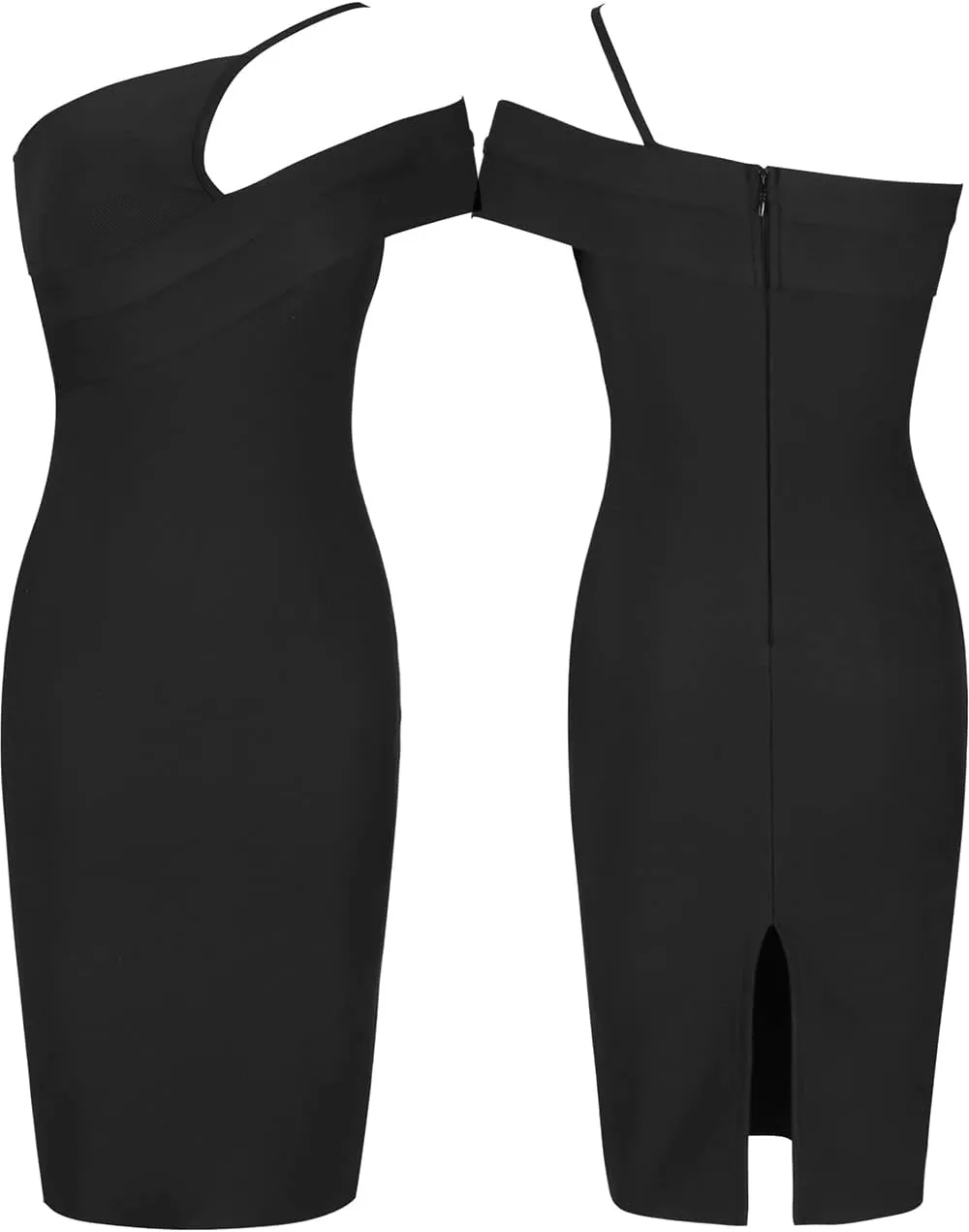 UONBOX Women's Cut Out One Shoulder Sleeveless Split Club Party Fashion Bandage Dress