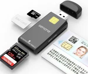 USB Smart Card Reader, CAC/DOD Military Multi Memory Card Reader Supports SD/Micro SD/SDHC/SDXC/MMC and SIM ,Compatible with Windows, Linux/Unix, MacOS X