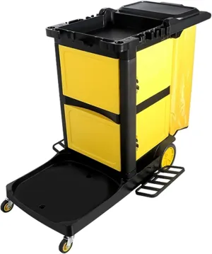 Utility Rolling Cart Thickened and Sturdy Plastic, Cleaning Supplies Cart Precision Lock Buckle and Loading Bar, Pulley Universal Wheel Large Capacity Utility Oxford Bag