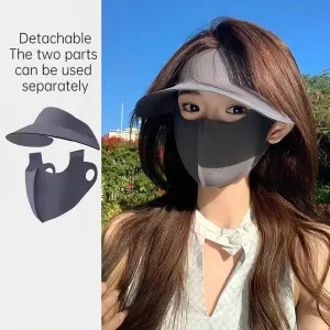 UV Face Cover UPF 50  Women Summer Face Covering Detachable All-in-one Sun Hat Outdoor Cycling Hiking, Long and Short
