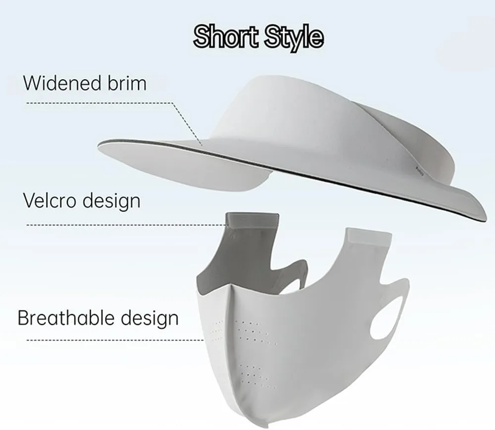 UV Face Cover UPF 50  Women Summer Face Covering Detachable All-in-one Sun Hat Outdoor Cycling Hiking, Long and Short