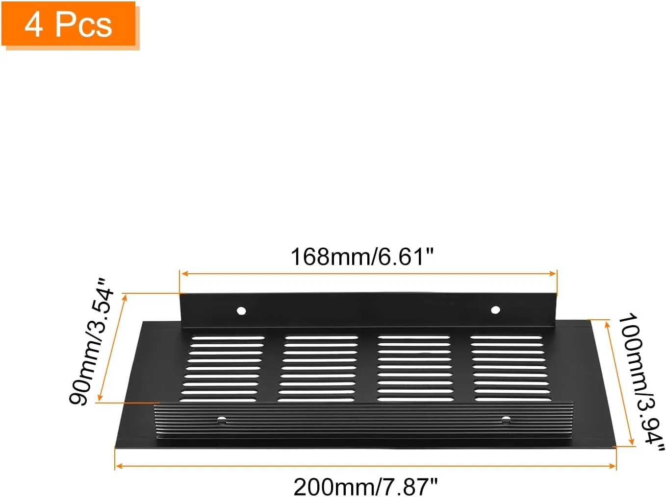 uxcell 4pcs Rectangle Ventilation Grille Aluminum Alloy Mesh Air Vent Cover Louvered Ventilation Cover for Cabinet Wardrobe Shoe Cabinet Closet, 200x100mm/7.87"x3.94"