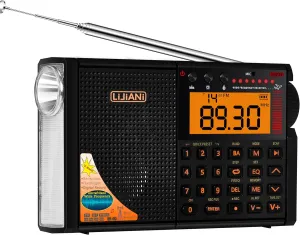 V3.3 VER Shortwave Radio AIR/VHF/AM/FM/SW/Weather Bands Transistor with Bluetooth/TF Card/Flashlight,Key Backlight, Digital Record, Alarm Clock,Sleep Timer,Powered by AA & LI Battery,Type-C/ANT Jack
