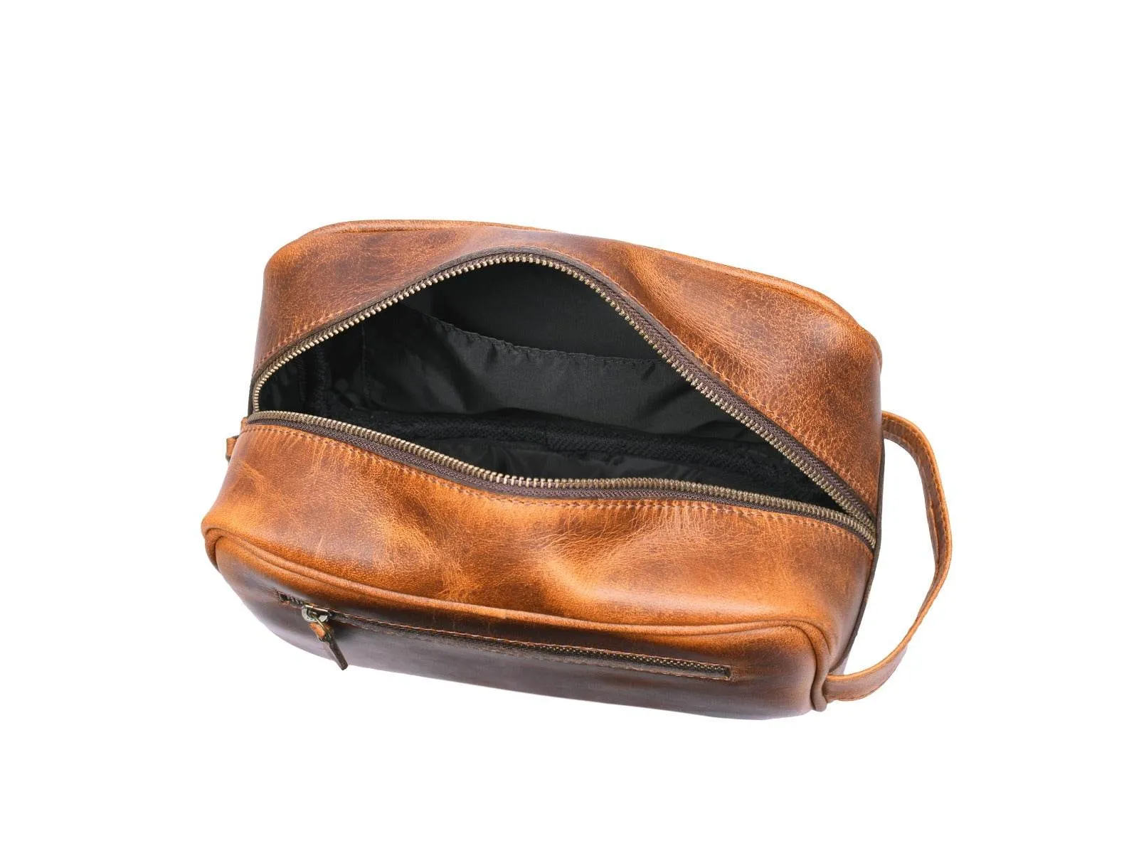 Vacone Leather Toiletry Bag - Caramel Brown