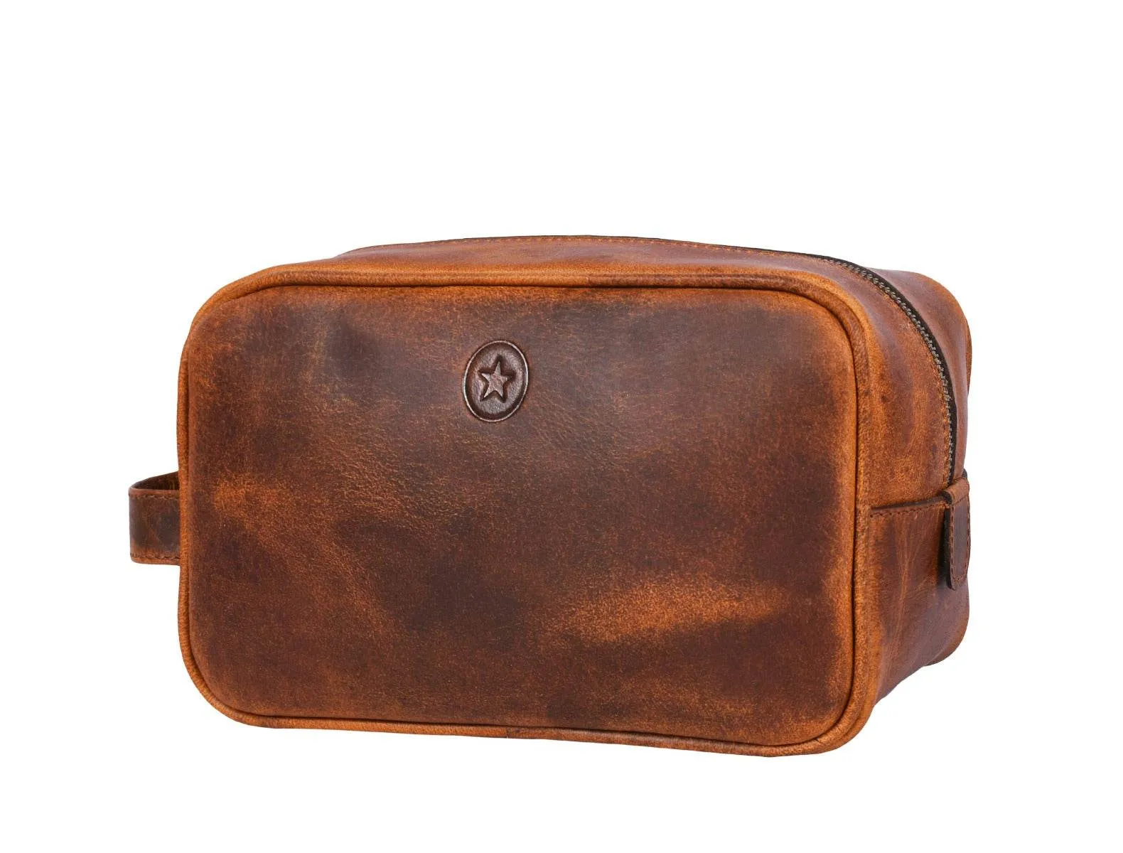 Vacone Leather Toiletry Bag - Caramel Brown