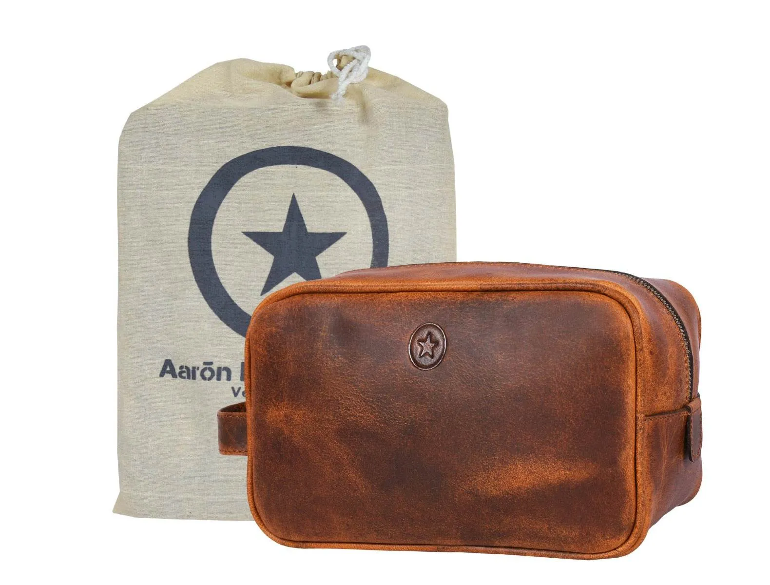 Vacone Leather Toiletry Bag - Caramel Brown