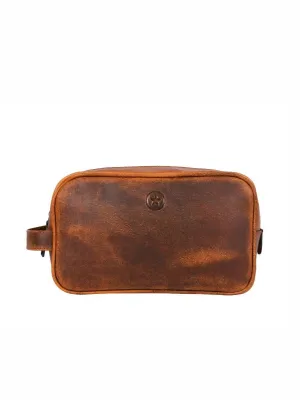 Vacone Leather Toiletry Bag - Caramel Brown