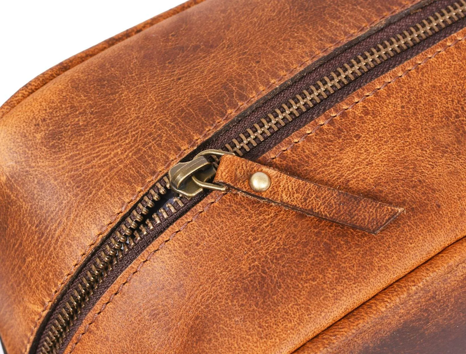 Vacone Leather Toiletry Bag - Caramel Brown
