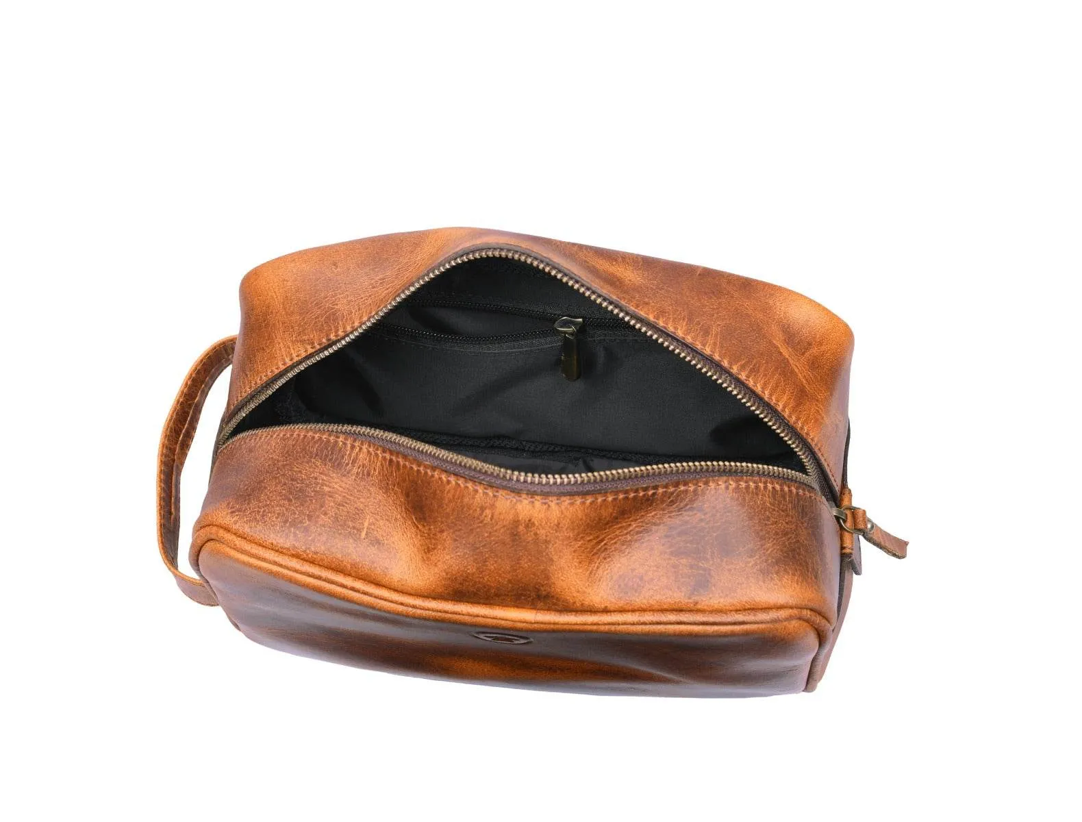 Vacone Leather Toiletry Bag - Caramel Brown