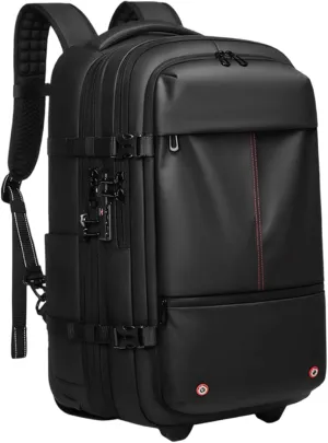 Vacuum Backpack 3 Compartment USB Waterproof Oxford Travel Backpack with Vacuum System, Coded Lock & Pull Handle Expandable Travel Bag, Power Bank Not Include