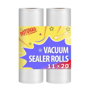 Vacuum Sealer Rolls, 11" x 20' Food Storage Bags, Plastic Bags for Food, Vacuum Sealer Bags, Perfect for Food Storage, Sous Vide, and Meal Preparation, Lock Fresh (2 Pack, 11" x 20')