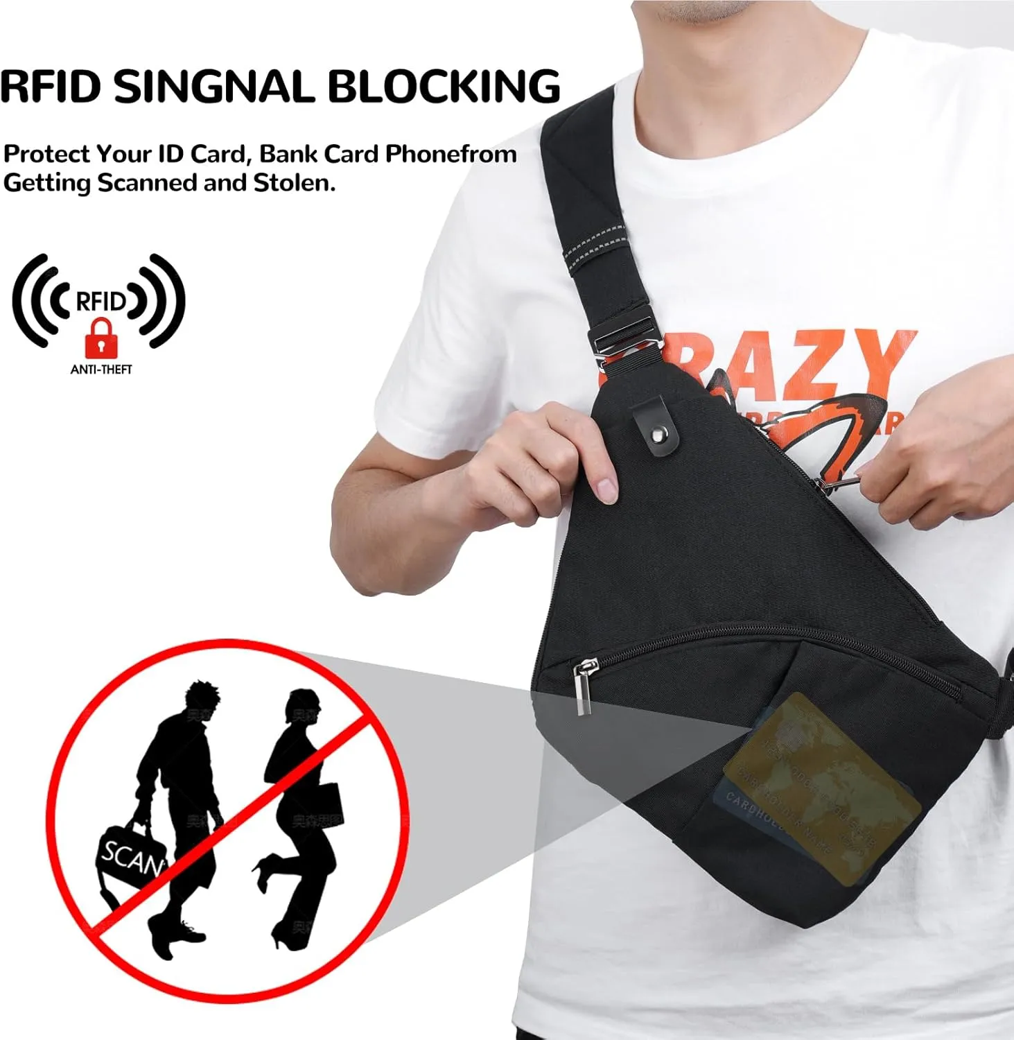 VADOO Anti-theft Crossbody Bags for Women, Shoulder Sling Bag for Men Lightweight Chest Bag for Travel Sport