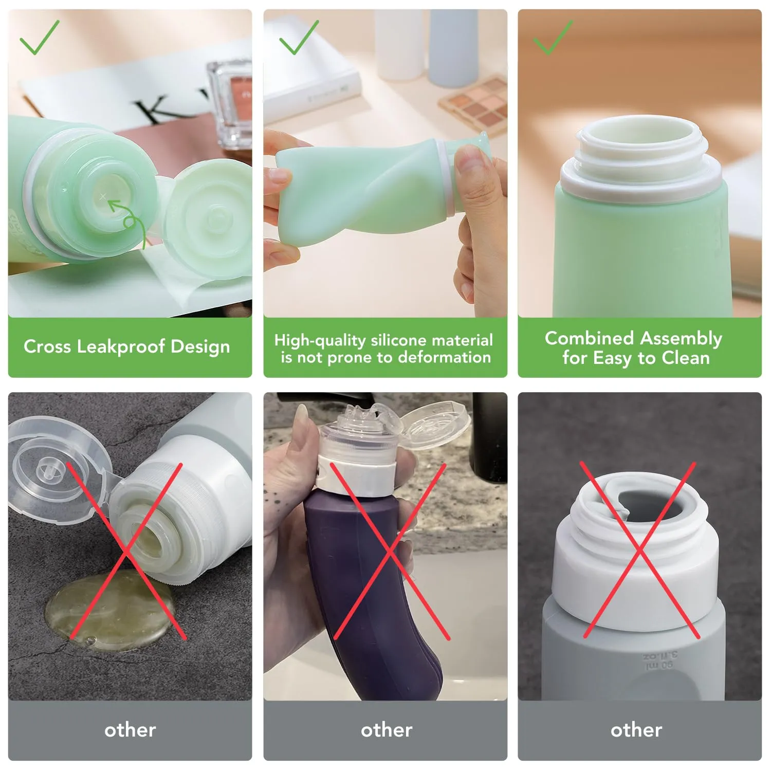 Valourgo 15 Pack Travel Bottles Set, TSA Approved Leak Proof Silicone Travel Containers jar for Toiletries, Shampoo, Lotion Body Washt,Perfume spray bottle，Travel Essentials toiletry Bottles