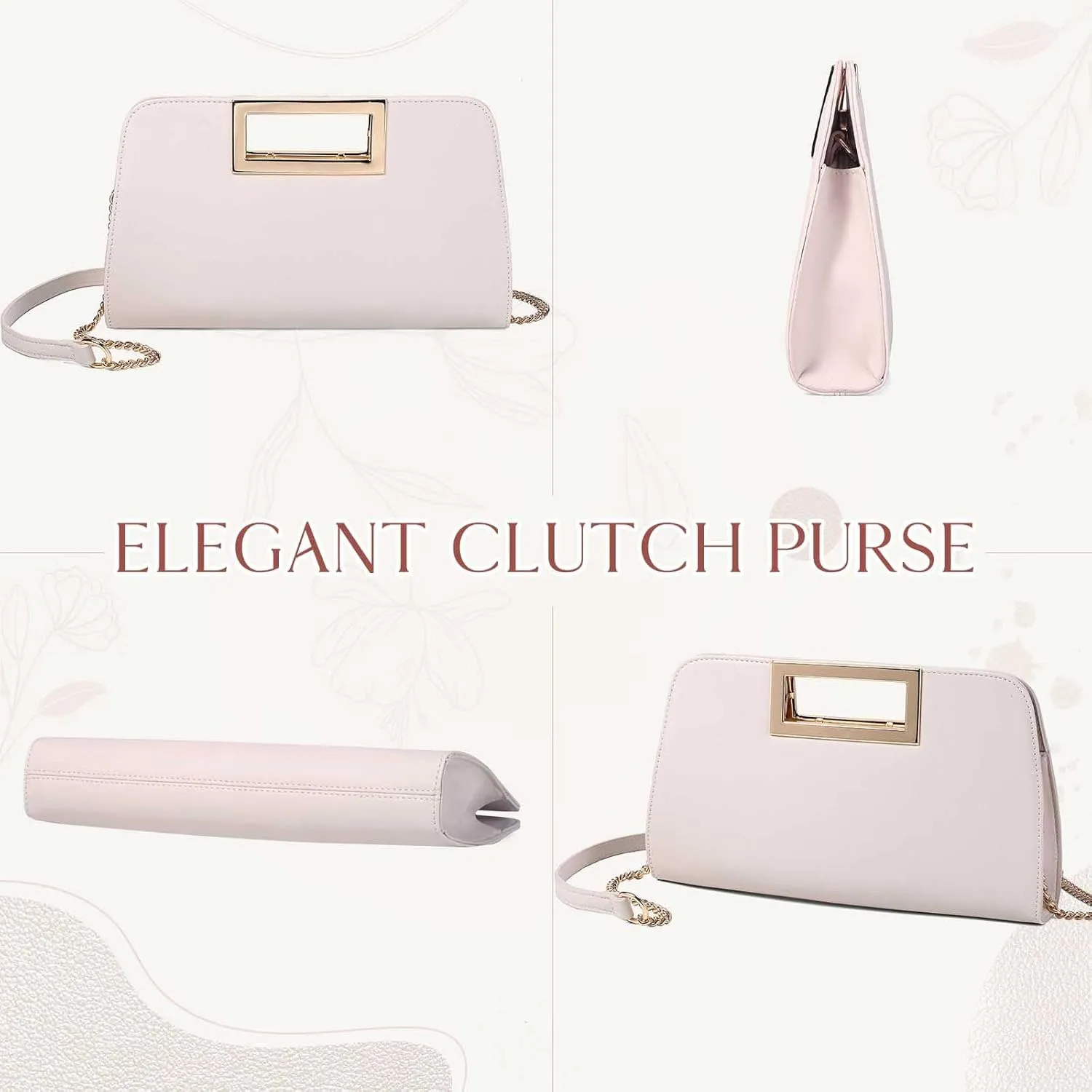 VASCHY Clutch Purse for Women,Fashion Vegan Leather Cut-Out Handle Evening Handbag Crossbody Shoulder Bag for Wedding,Party