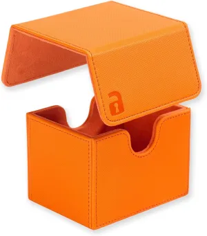 Vault X Trading Card Sideloading Deck Box, 100  sleeved cards, Premium Exo-Tec Material, Card Holder Storage Box, Detachable Magnetic Lid, for MTG Commander Game, TCG (Orange)