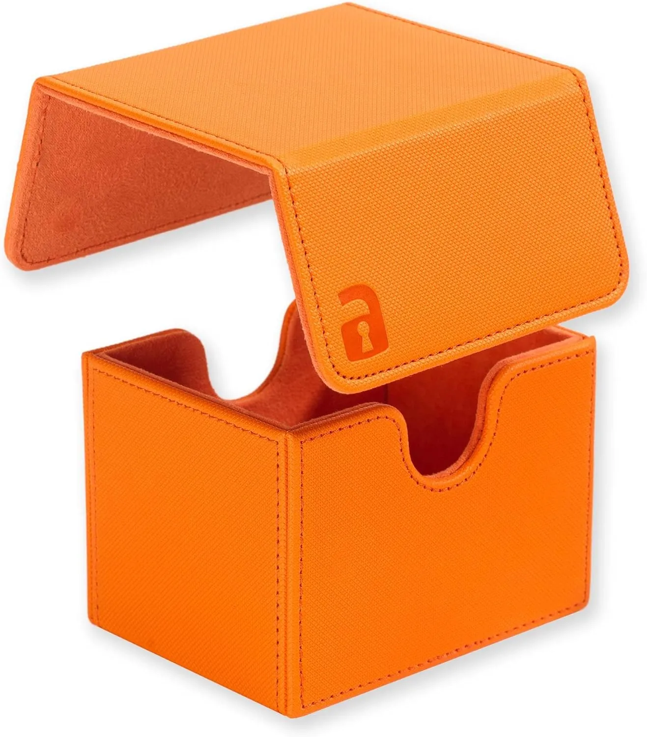 Vault X Trading Card Sideloading Deck Box, 100  sleeved cards, Premium Exo-Tec Material, Card Holder Storage Box, Detachable Magnetic Lid, for MTG Commander Game, TCG (Orange)