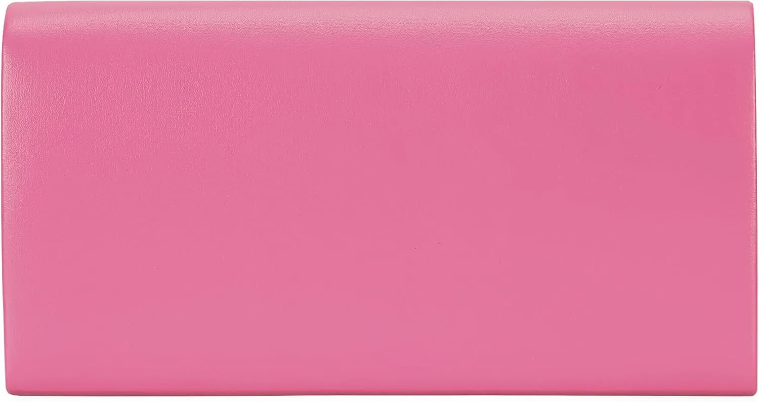 Vegan Leather Envelope Clutch Bag Classic Dressy Purse Foldover Evening Handbag