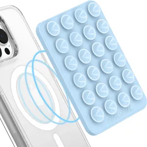 Velvet Caviar Suction Cup Phone Case Mount Compatible with MagSafe Devices Only - Magnetic Silicone Sticky Phone Grip Holder for iPhone Back of Phone - Mirror Gripper (Blue)