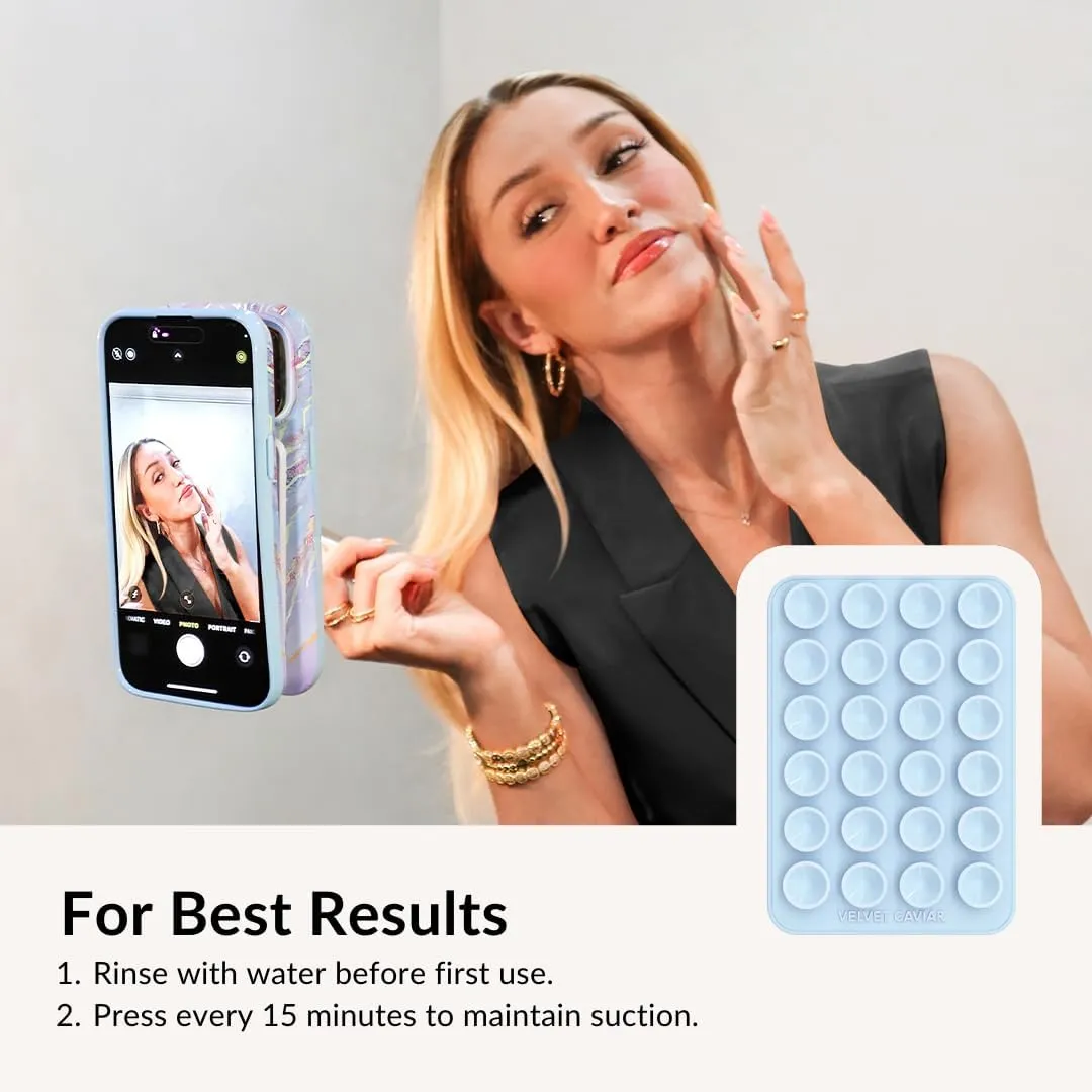Velvet Caviar Suction Cup Phone Case Mount Compatible with MagSafe Devices Only - Magnetic Silicone Sticky Phone Grip Holder for iPhone Back of Phone - Mirror Gripper (Blue)
