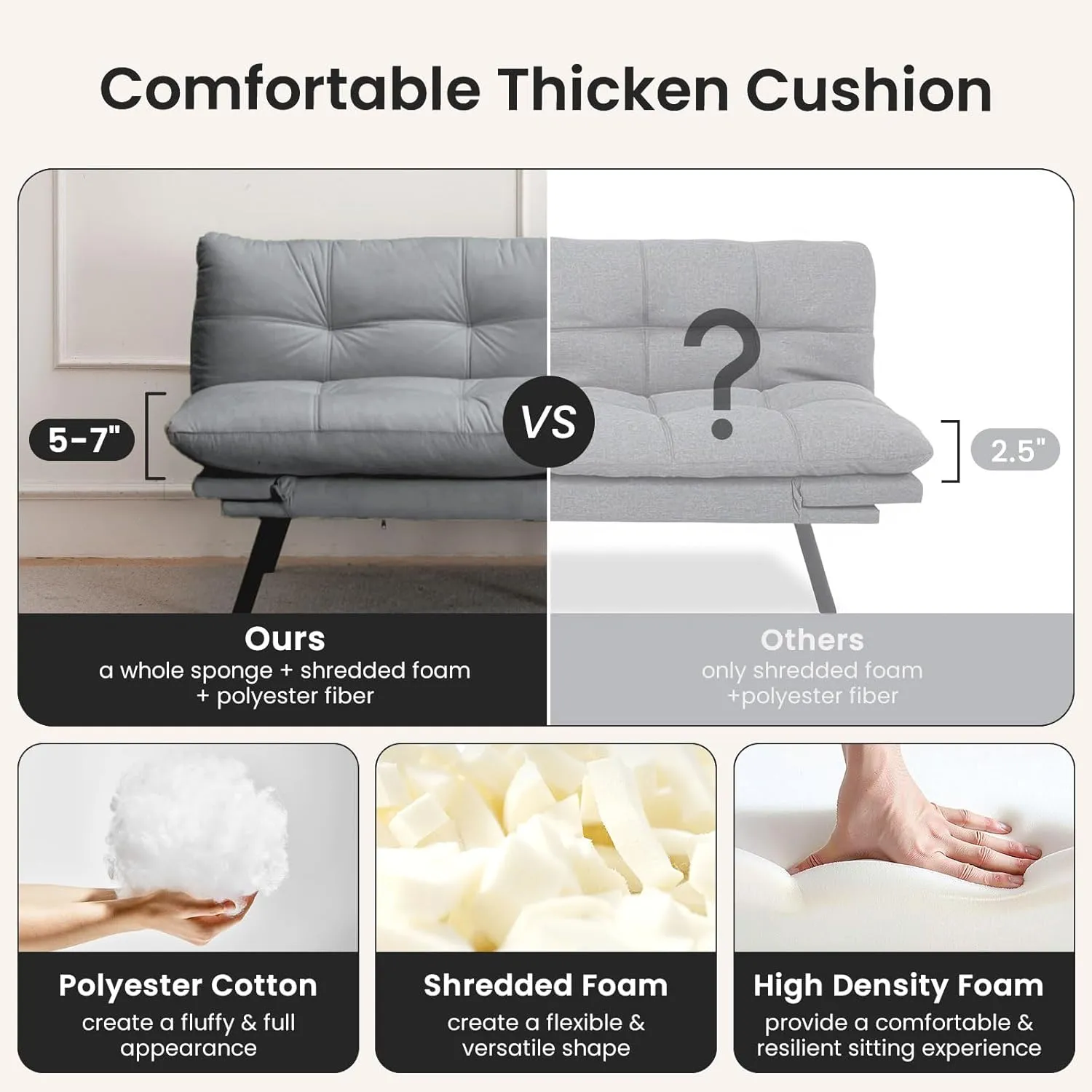 Velvet Convertible Futon Sofa Bed, 71" Cozy Loveseat Sleeper, Comfy 7" Thick Cushion Lounge Sofa Compact 2-Seater Futon Couch for Small Space Living Room Bedroom Dorm