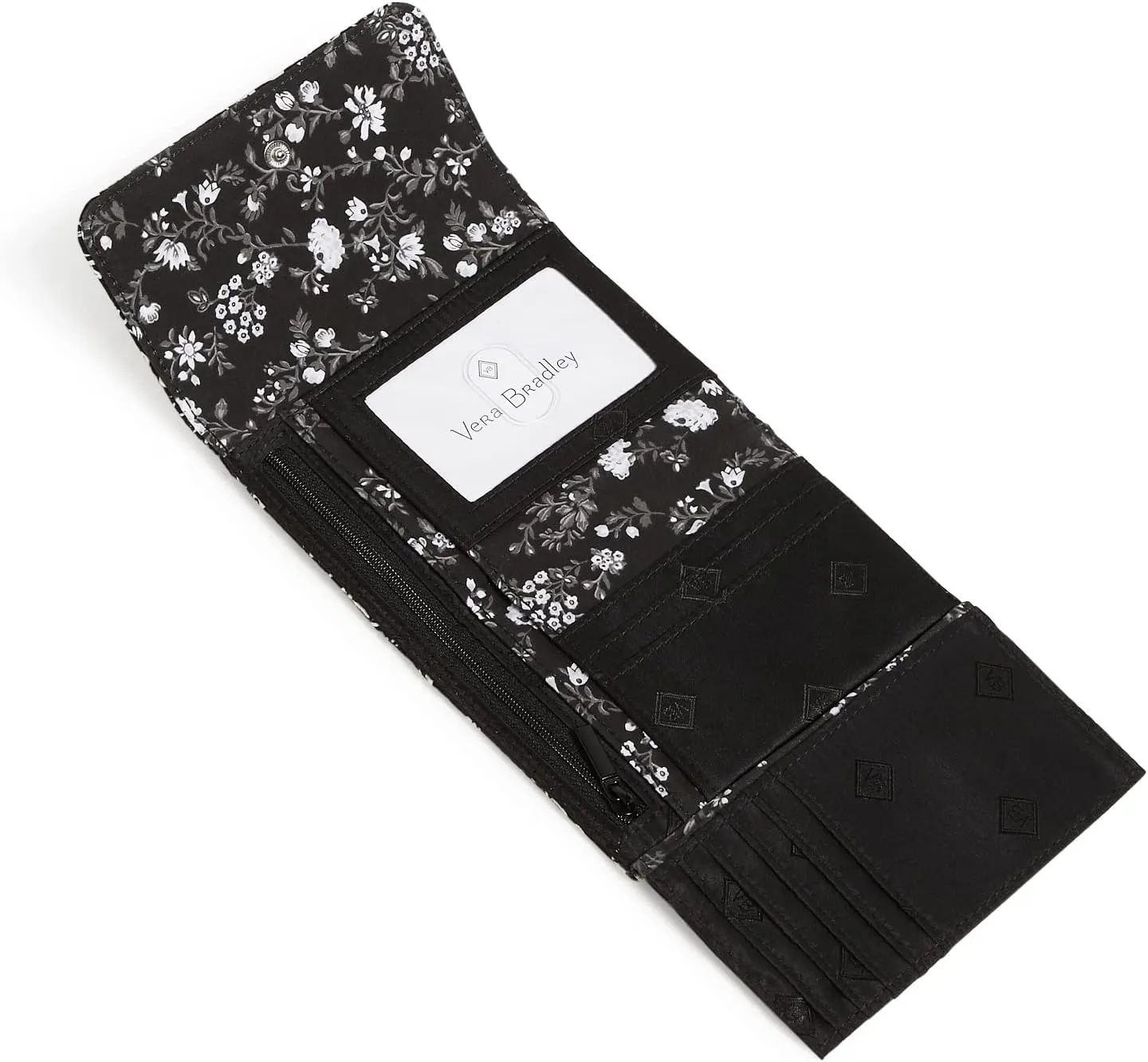 Vera Bradley Women's Cotton Riley Compact Wallet With RFID Protection, Black Bandana Medallion, One Size