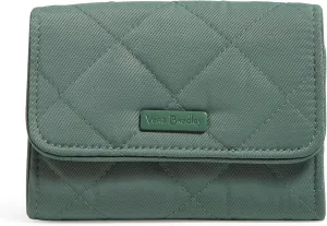 Vera Bradley Women's Performance Twill Riley Compact Wallet With RFID Protection, Olive Leaf, One Size