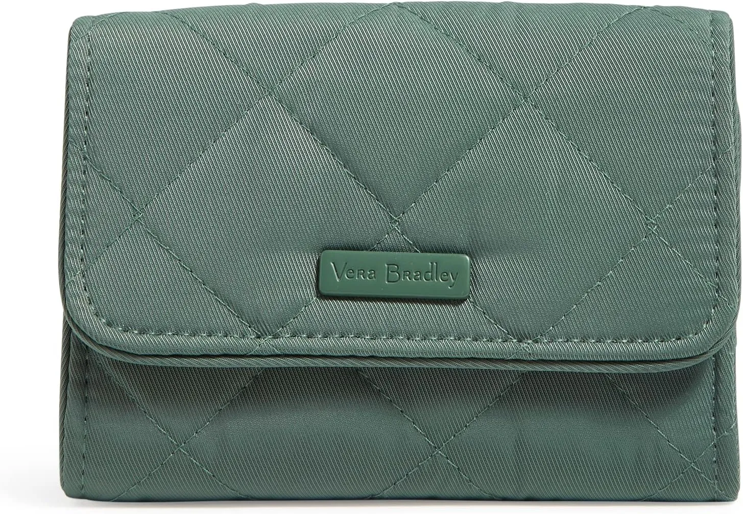 Vera Bradley Women's Performance Twill Riley Compact Wallet With RFID Protection, Olive Leaf, One Size