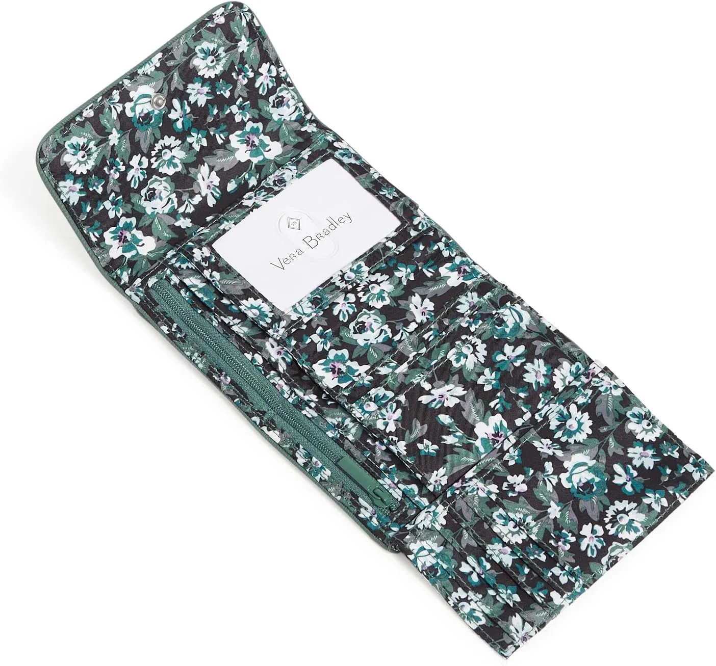 Vera Bradley Women's Performance Twill Riley Compact Wallet With RFID Protection, Olive Leaf, One Size