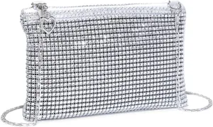 Verdusa Women's Shiny Mini Rhinestone Square Bag Sparkle Clutch Purse Wedding Evening Party Handbags