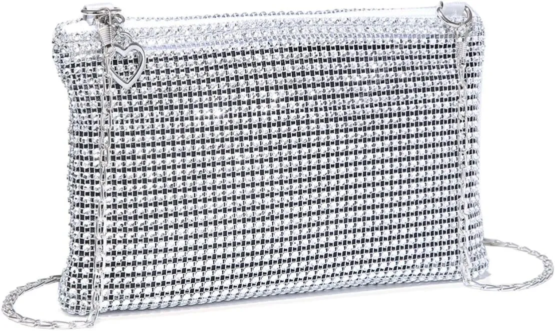 Verdusa Women's Shiny Mini Rhinestone Square Bag Sparkle Clutch Purse Wedding Evening Party Handbags