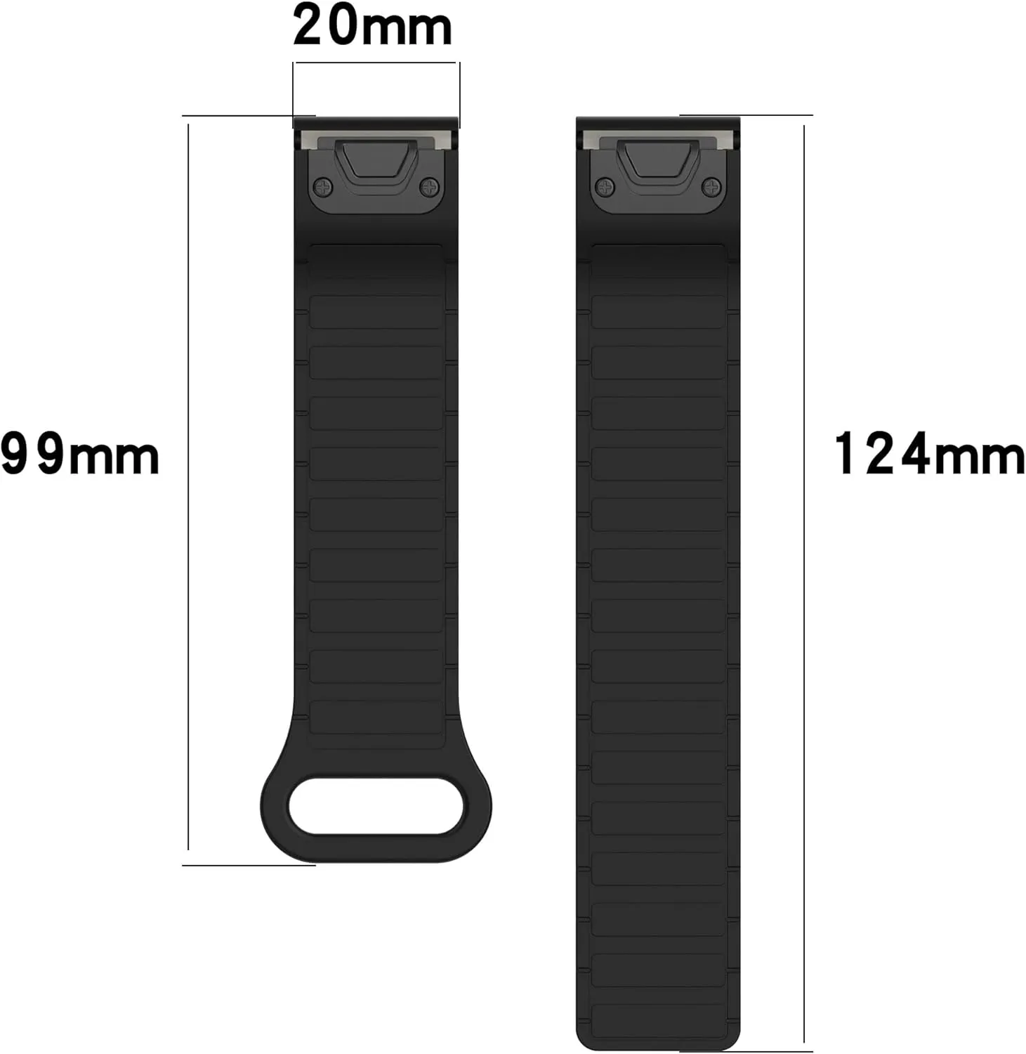 VeveXiao Rugged Magnetic Silicone Strap Compatible with Garmin Fenix 8 43mm/Fenix 7s/Fenix 5S/Fenix 6S,20mm Quick Fit Strong Magnet link Silicone Sport Replacement Strap Men Women