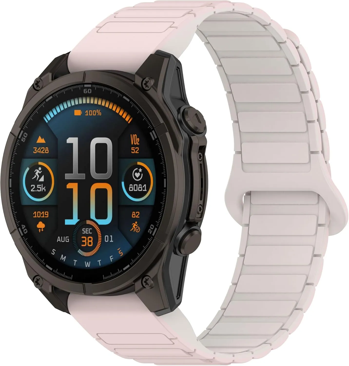 VeveXiao Rugged Magnetic Silicone Strap Compatible with Garmin Fenix 8 43mm/Fenix 7s/Fenix 5S/Fenix 6S,20mm Quick Fit Strong Magnet link Silicone Sport Replacement Strap Men Women