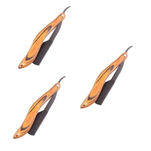 VICASKY 3pcs Men's Razor Portable Folding Shaving Beard Razor Wooden Handle Travel
