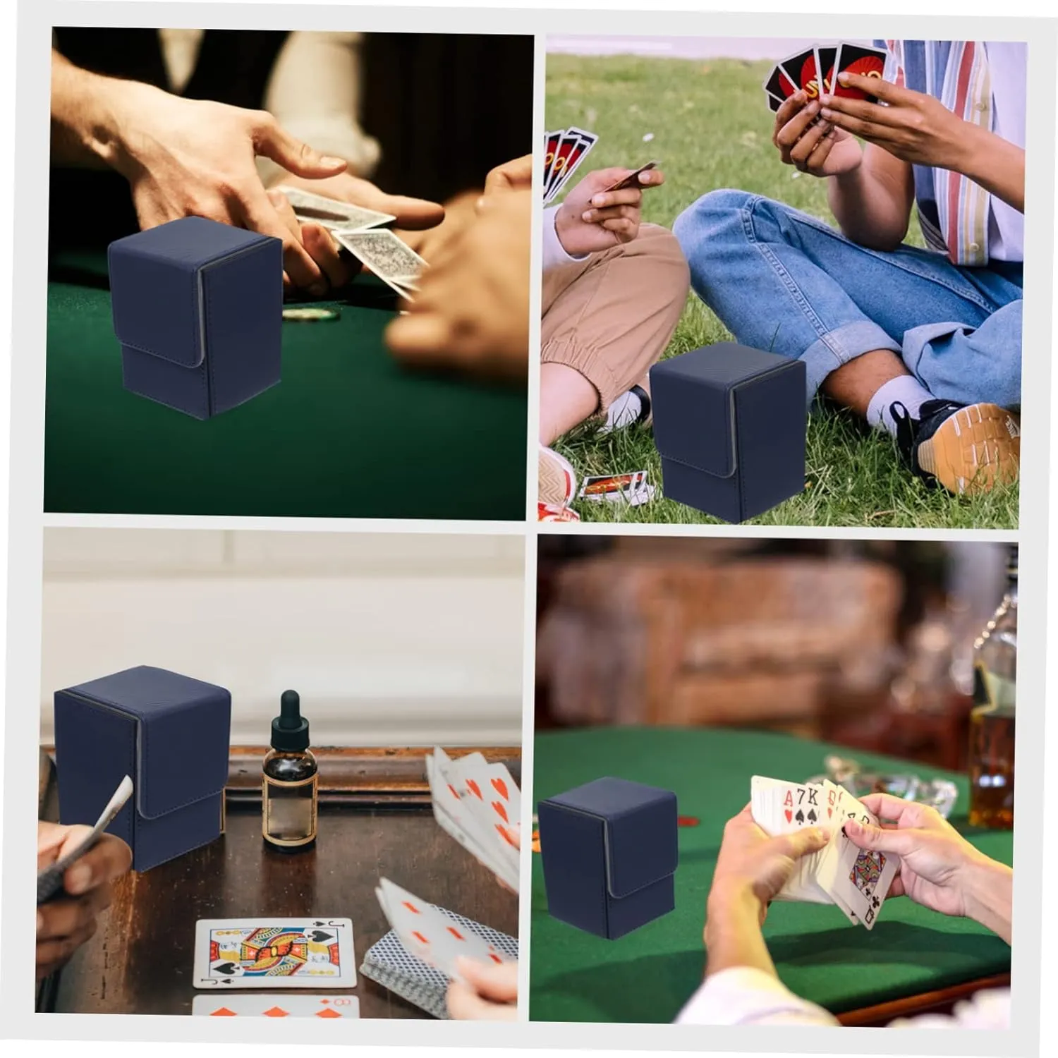 VICASKY Pu Leather Card Decks Box Compact Storage Organizer for Trading Cards Dice Tokens Case for Collectors Easy to Carry