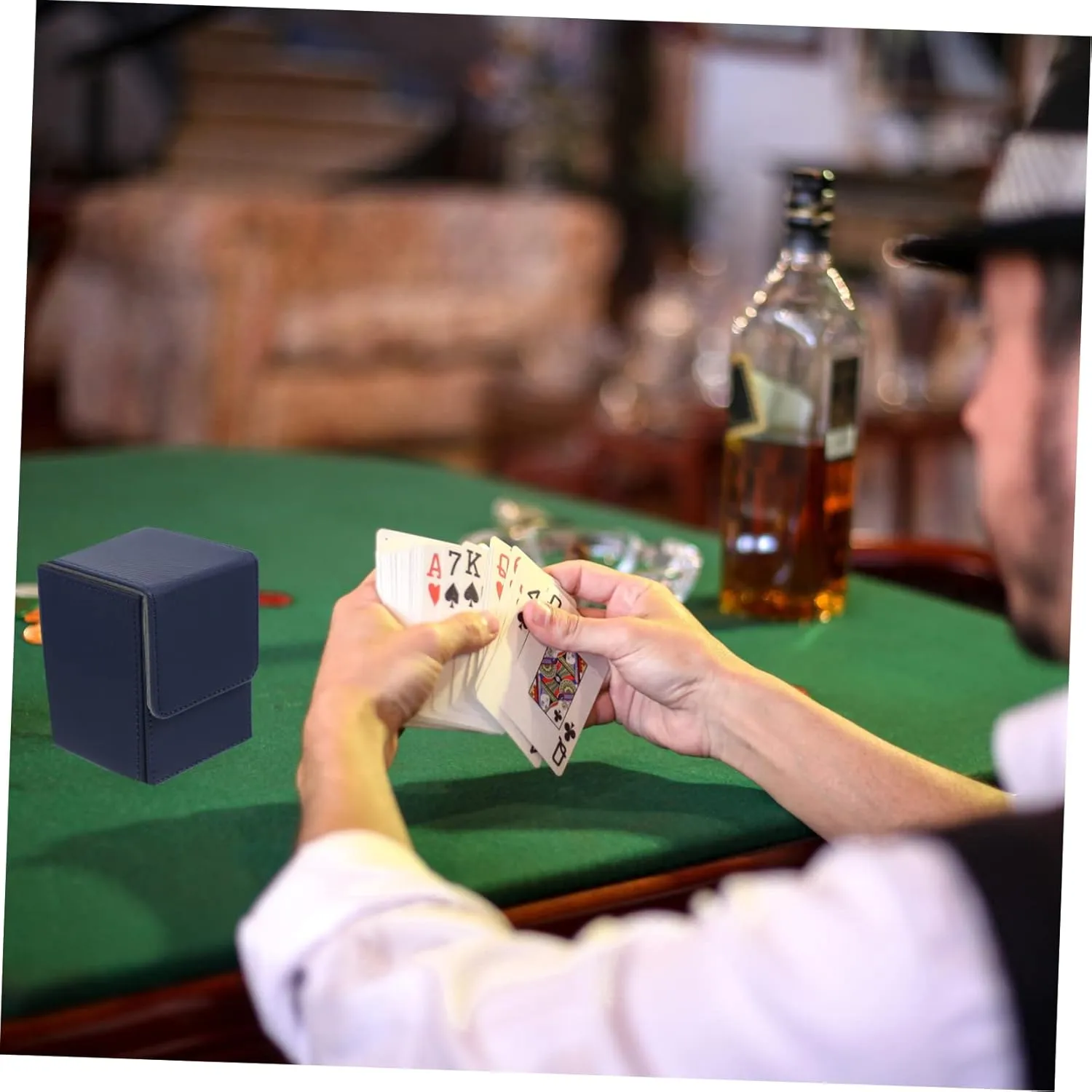 VICASKY Pu Leather Card Decks Box Compact Storage Organizer for Trading Cards Dice Tokens Case for Collectors Easy to Carry
