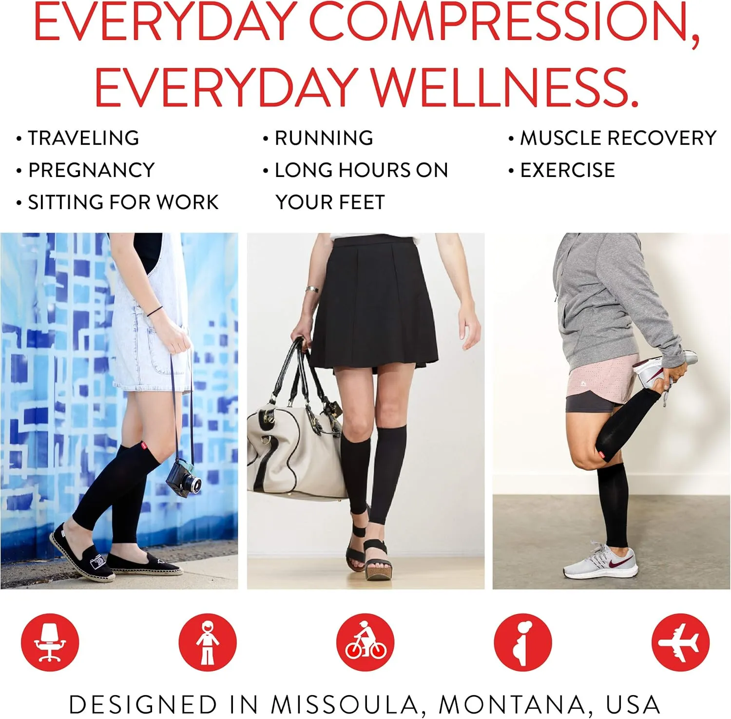 VIM & VIGR Nylon 15-20 mmHg Graduated Compression Leg Sleeves (Black Solid, Unisex 2)