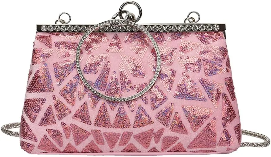 Vintage 1920s Evening Clutch Bag for Women Sparkly Sequin Handbag Bridal Wedding Purse Rhinestone Crossbody Bag