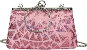Vintage 1920s Evening Clutch Bag for Women Sparkly Sequin Handbag Bridal Wedding Purse Rhinestone Crossbody Bag