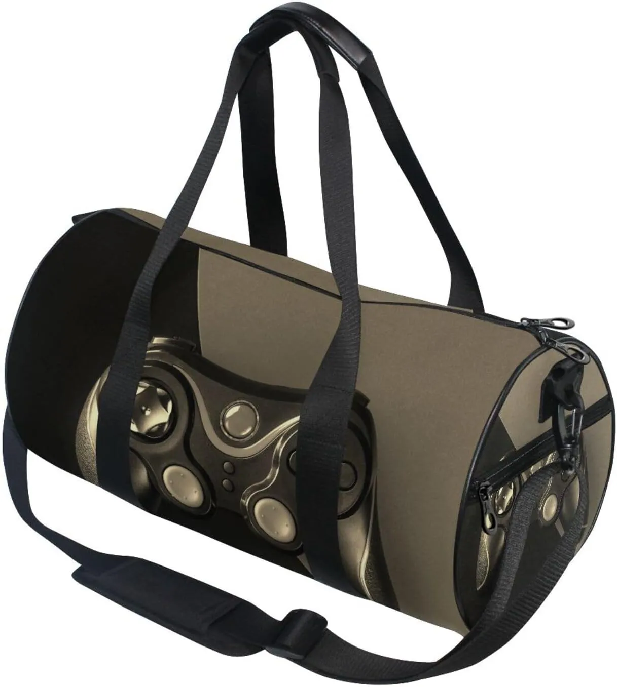 Vintage Black Gamepad on a Black Background Gaming Portable Gym Bag, Travel Bag, Luggage bag, Sports Bag, Toiletry Bag with Handles, Detachable Shoulder Strap 17.6 x 9 x 9 inch