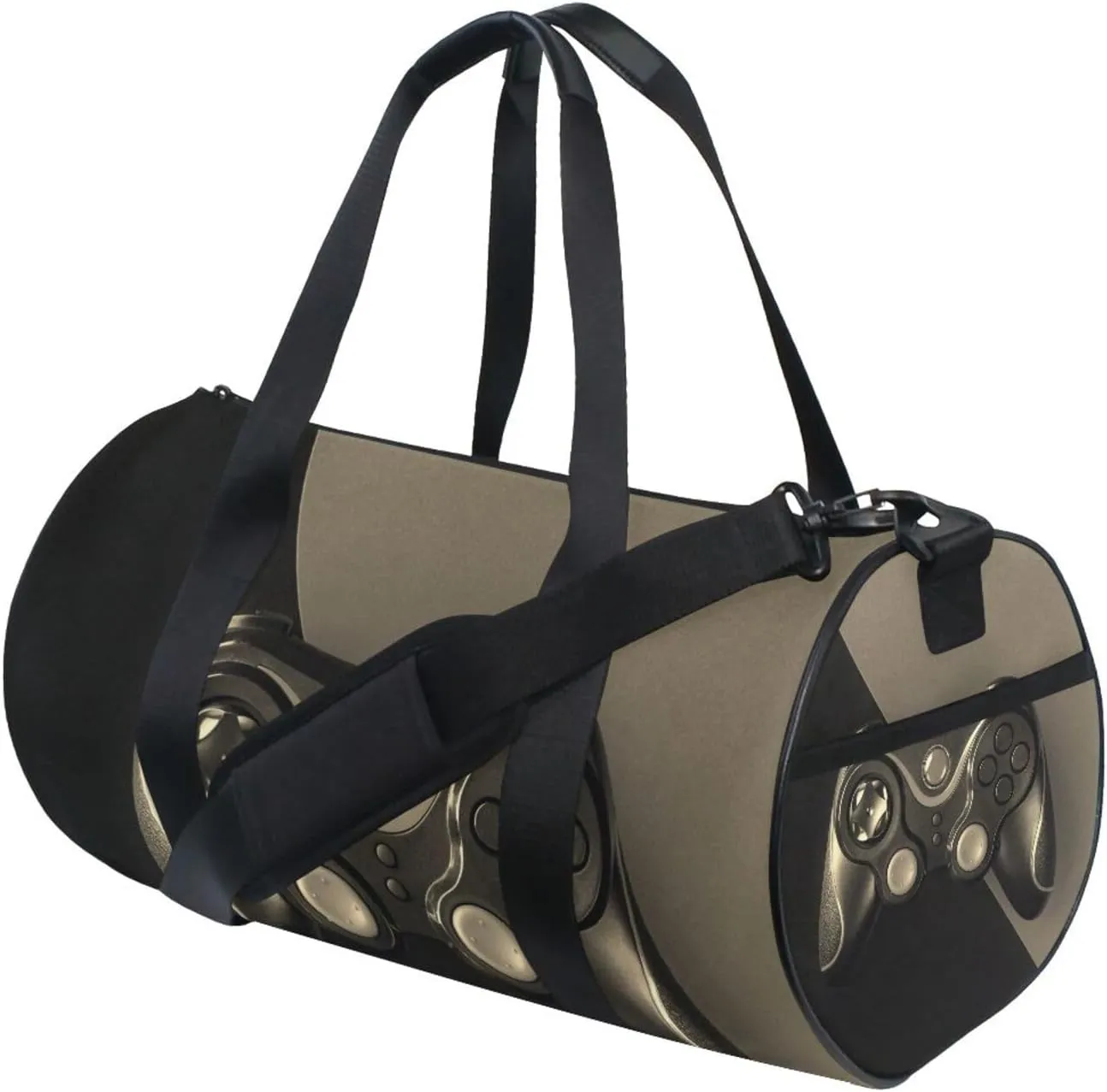 Vintage Black Gamepad on a Black Background Gaming Portable Gym Bag, Travel Bag, Luggage bag, Sports Bag, Toiletry Bag with Handles, Detachable Shoulder Strap 17.6 x 9 x 9 inch