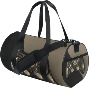 Vintage Black Gamepad on a Black Background Gaming Portable Gym Bag, Travel Bag, Luggage bag, Sports Bag, Toiletry Bag with Handles, Detachable Shoulder Strap 17.6 x 9 x 9 inch