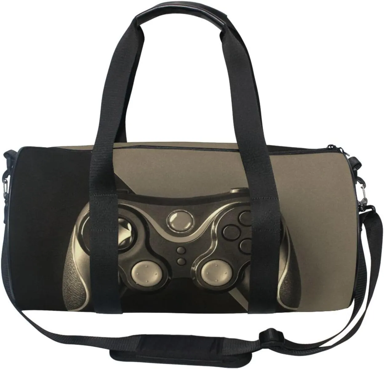 Vintage Black Gamepad on a Black Background Gaming Portable Gym Bag, Travel Bag, Luggage bag, Sports Bag, Toiletry Bag with Handles, Detachable Shoulder Strap 17.6 x 9 x 9 inch
