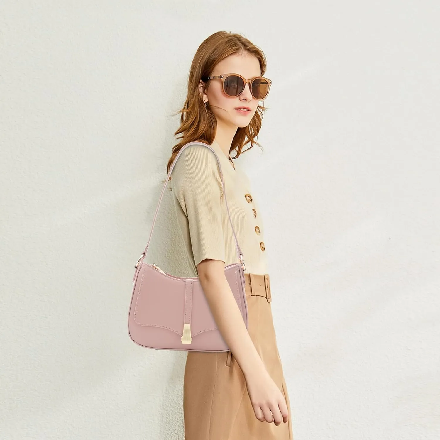 Vintage Crescent Shoulder Bag for Women - Genuine Leather Retro Clutch & Tote
