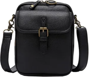 Vintage Leather Messenger Bag for Women & Men, Large Capacity Anti-Theft Crossbody Shoulder Bag with 10 Card Slots, Multi-Use