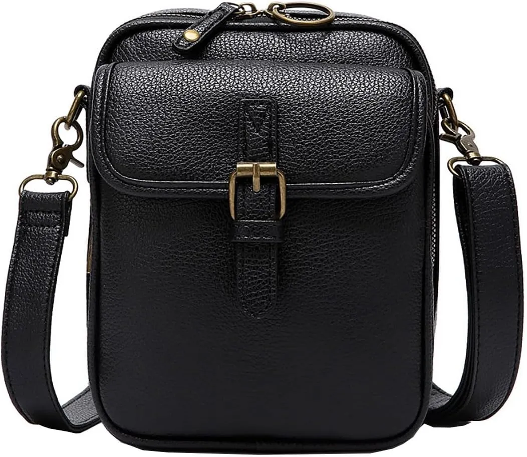 Vintage Leather Messenger Bag for Women & Men, Large Capacity Anti-Theft Crossbody Shoulder Bag with 10 Card Slots, Multi-Use