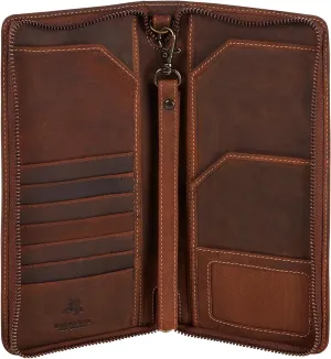 Visconti 728 Large Distressed Leather Travel Wallet for Passports, Tickets and Credit Cards (Tan)