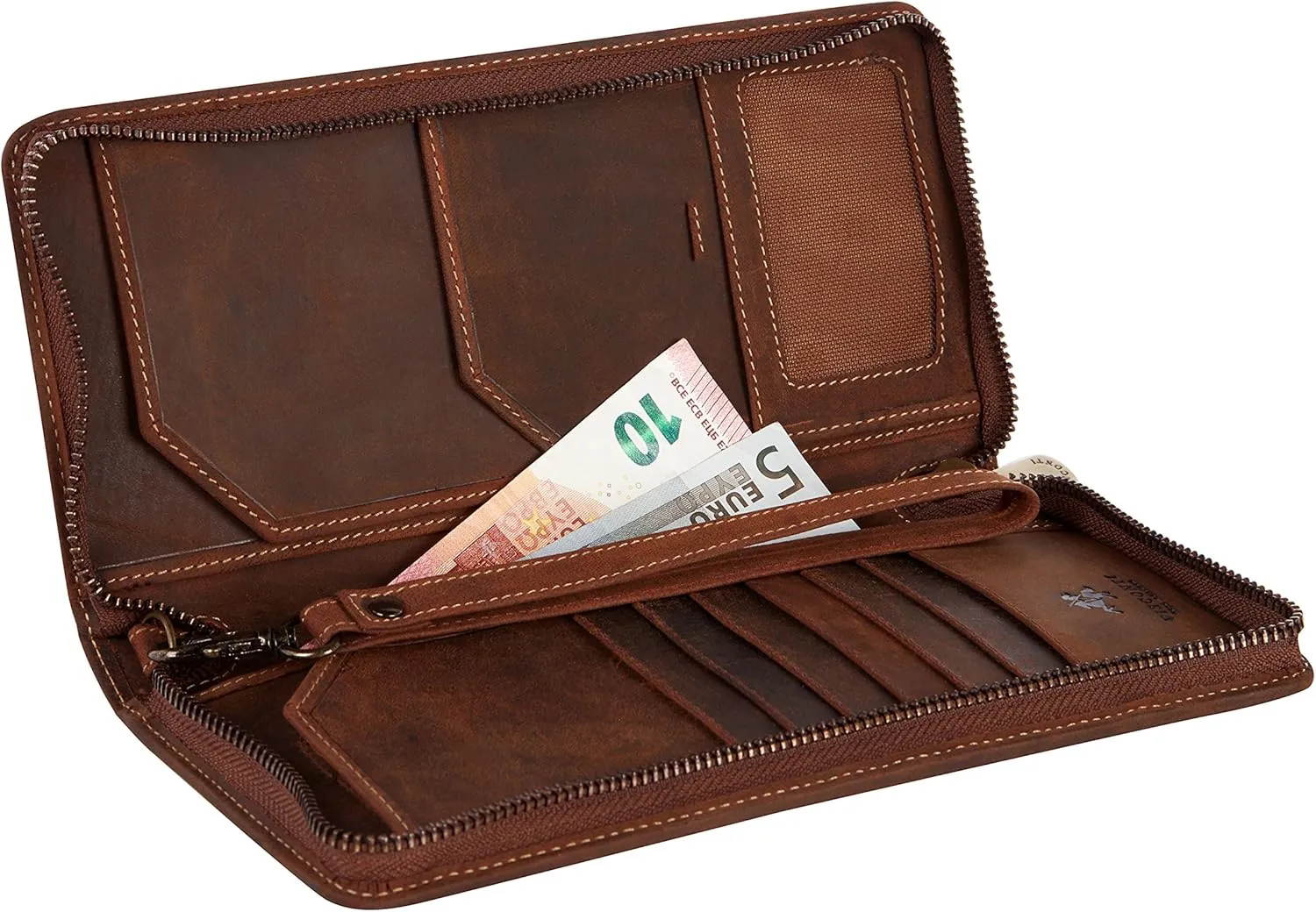 Visconti 728 Large Distressed Leather Travel Wallet for Passports, Tickets and Credit Cards (Tan)